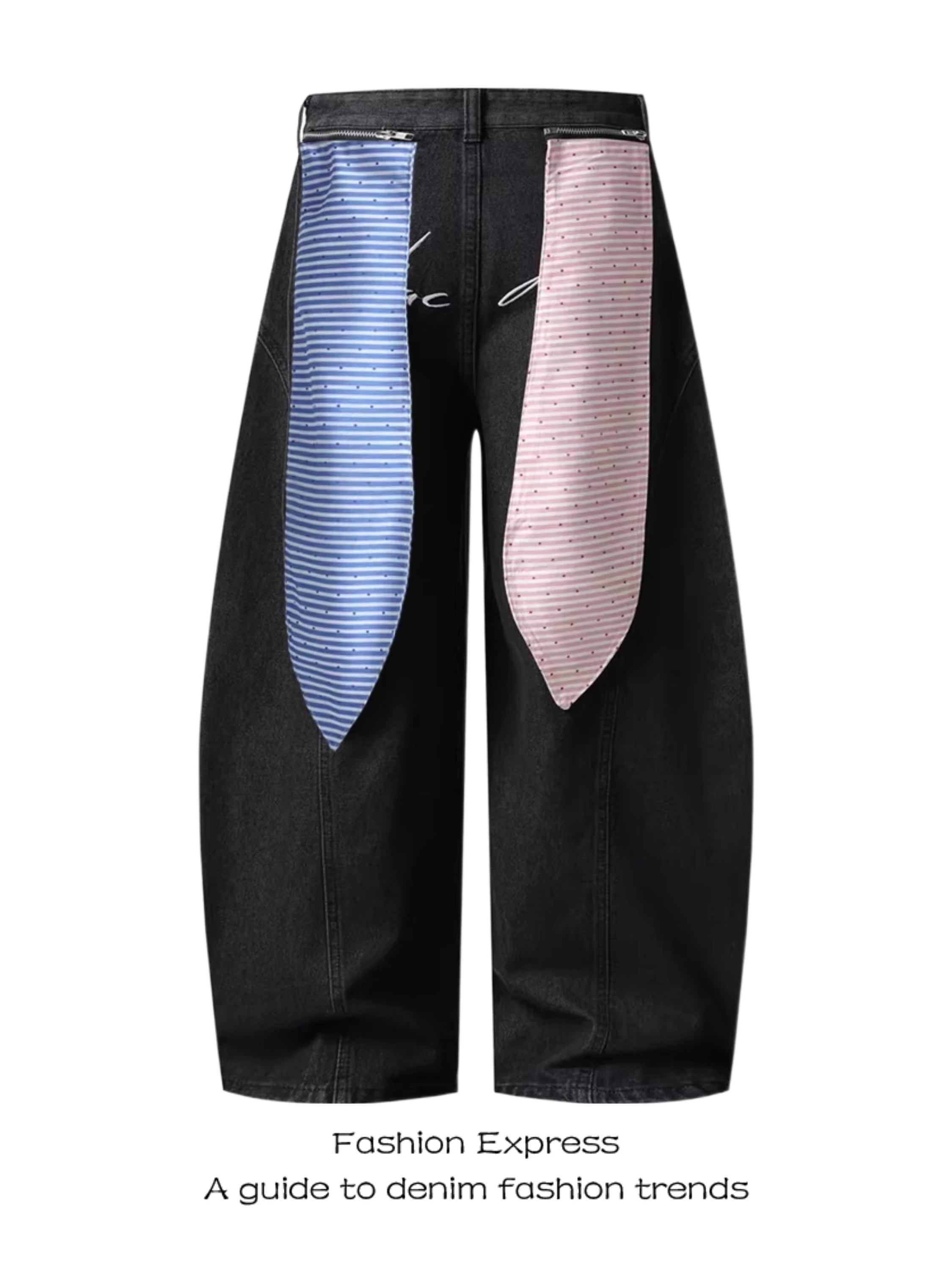 

Loose Women's Jeans 2026 Spring New Style Blue Pink Rabbit Ear Wide Leg Slim Straight Casual Long Trousers Design Sense
