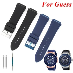 For Guess W0247G3 W1058G2 W0040G3 W0040G3 Watch Strap Blue Bracelet Silicone Rubber Watchband 22mm X 25mm Wristband With Tool