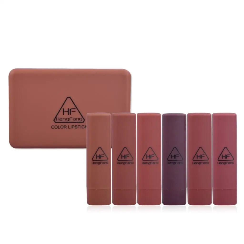 Brillo de labios de larga duración, lápiz labial de belleza, maquillaje cosmético, juego impermeable, 6x