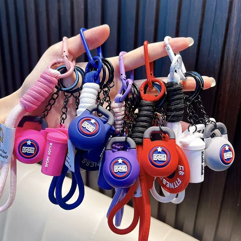 Gym Dumbbell Keychain Barbell Kettlebell Purse Keychain-Muscle Faith Cup Rope Gym Bag Handbags Purse Charms - Fitness Gift