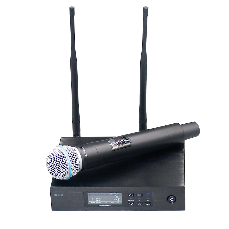 QLXD4 BETA58 UHF True Diversity Wireless Microphone System With Lavalier Headset Mic For Karaoke Stage Performance