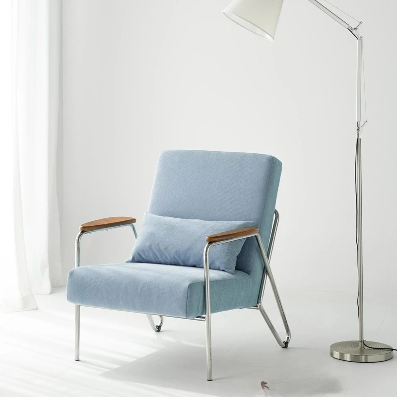 Creative Stainless Steel Blue Single Chair Nordic Light Luxury Single Sofa Chair Living Room Balcony Leisure Lazy Sofa Chair