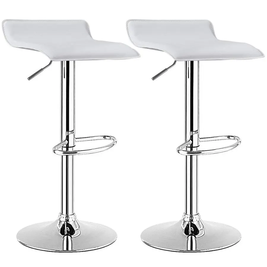 

Bar Stools Set of 2, Modern Swivel Contemporary barstools with Adjustable Height, Footrests, Chrome Hydraulic PU Leather Backles