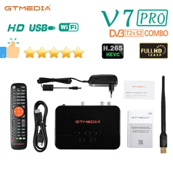 Receptor de TV por satélite GTMEDIA V7 Pro DVB-S/S2/S2X + T/T2 HEVC principal 10 perfil tarjeta CA compatible con H.265 WIFI incorporado BISS rollo automático