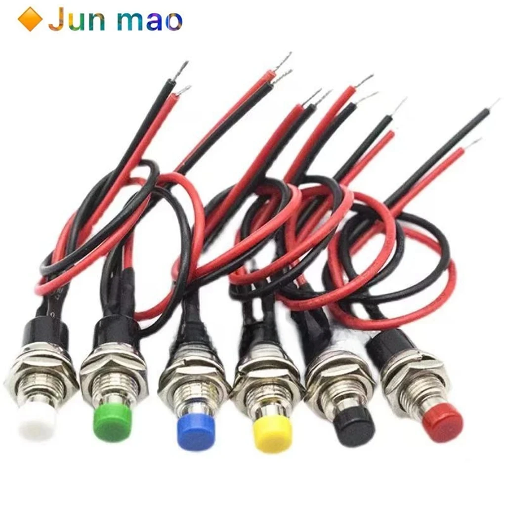 

1 шт., самовосстанавливающийся переключатель без замка, отверстие PBS-110, 7 мм, маленькая круглая кнопка, шнур питания 20 см