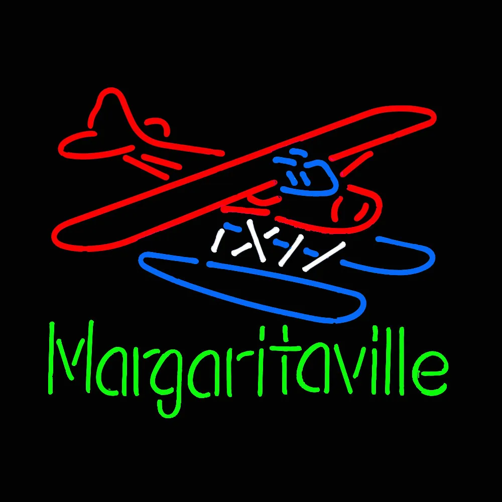 Margaritaville Amphibious Aircraft Neon Light Sign Custom Handmade Real Glass Tube Advertise Bar Room Decor Display Lamp 17