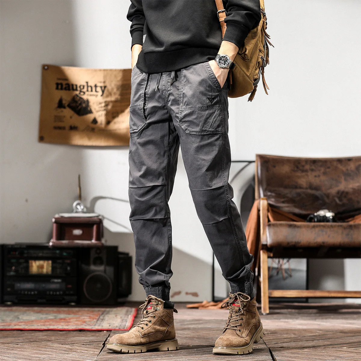 

Spring Joggers Cargo Pants Men Military Khaki Casual Pants Men Clothing Cotton Trousers Men Loose Jogging Spring