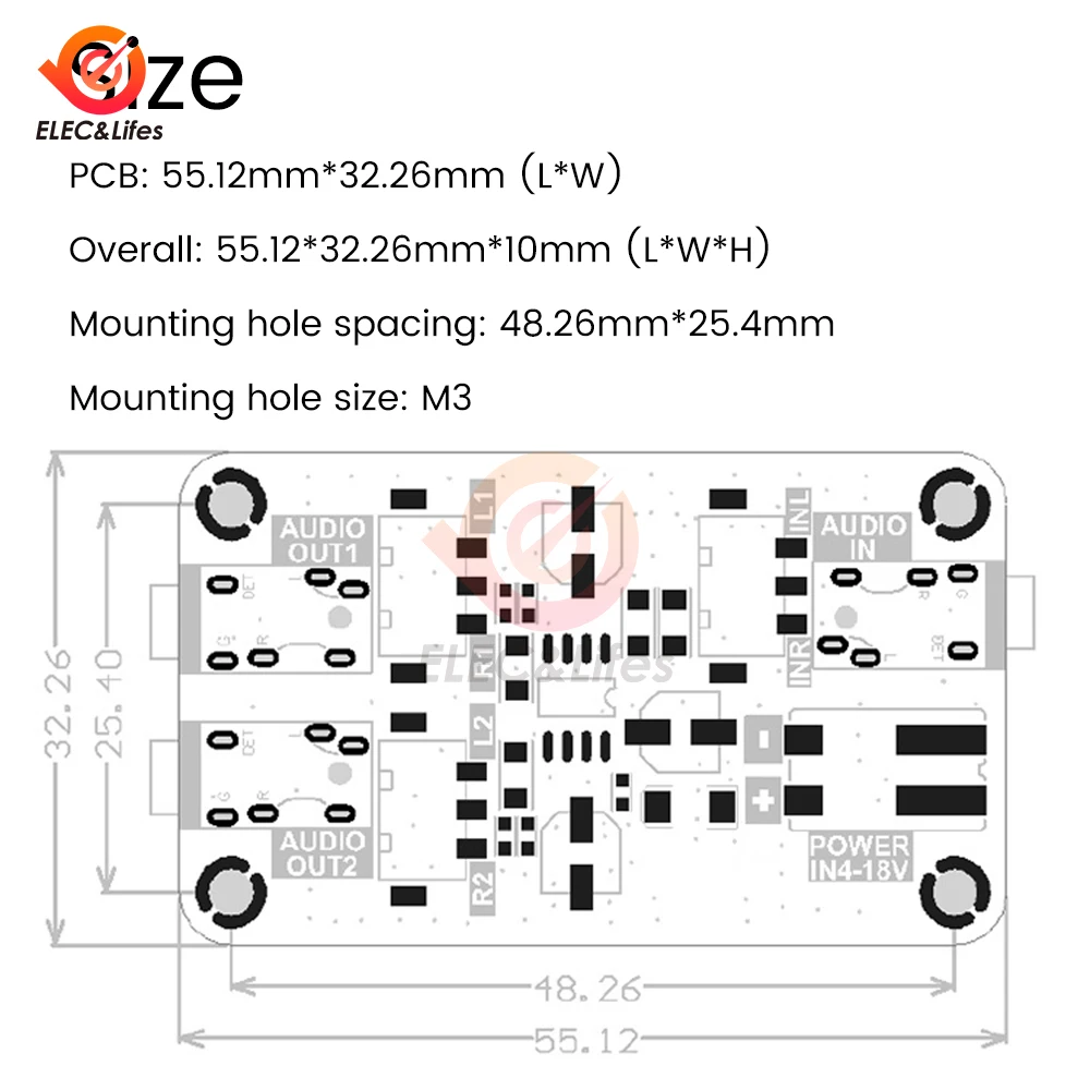 Modulo di riduzione del rumore di isolamento audio DC 4-18V Audio DSP Amplificatore a Terra Comune Scheda Amplificatore per Auto Audio DS Scheda