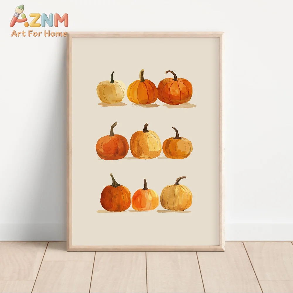 Pumpkins Poster Print Vintage  Autumn Vibes Cute Floral Pumpkins Pink Halloween Art Girly Apartment Decor Fall Home Decor Gift