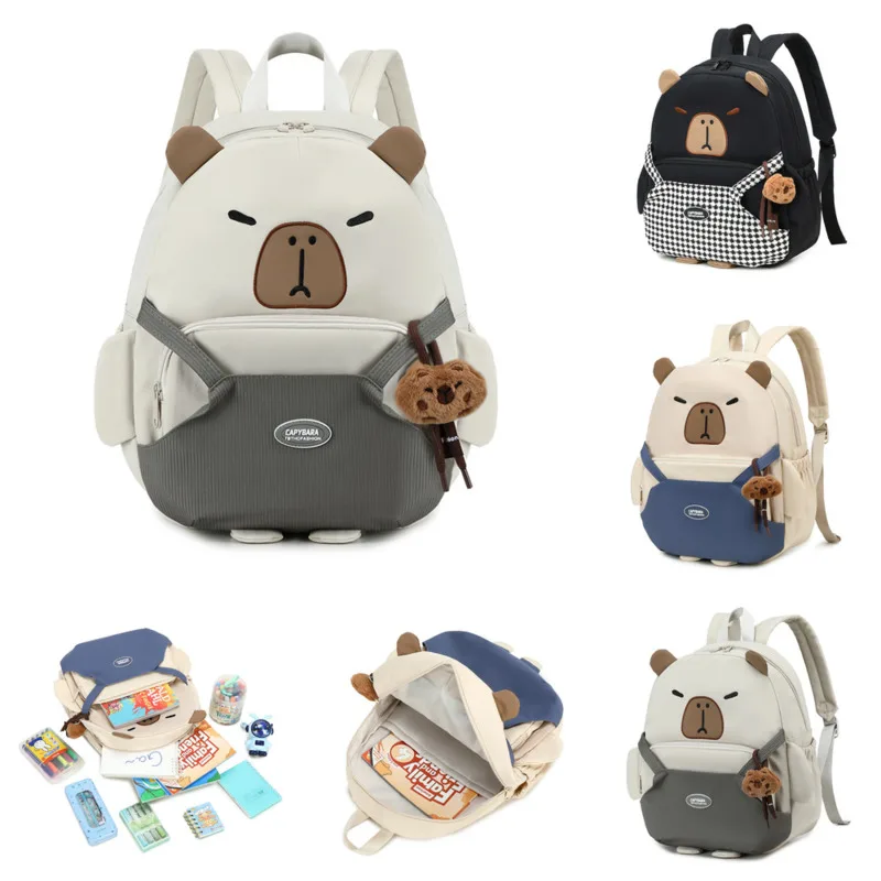 

Capybara Backpacks Y2K Cute Backpack Plush Back To School Bag Cartoon Soft Funny Animal Large Capacity Unisex Student Backpacks