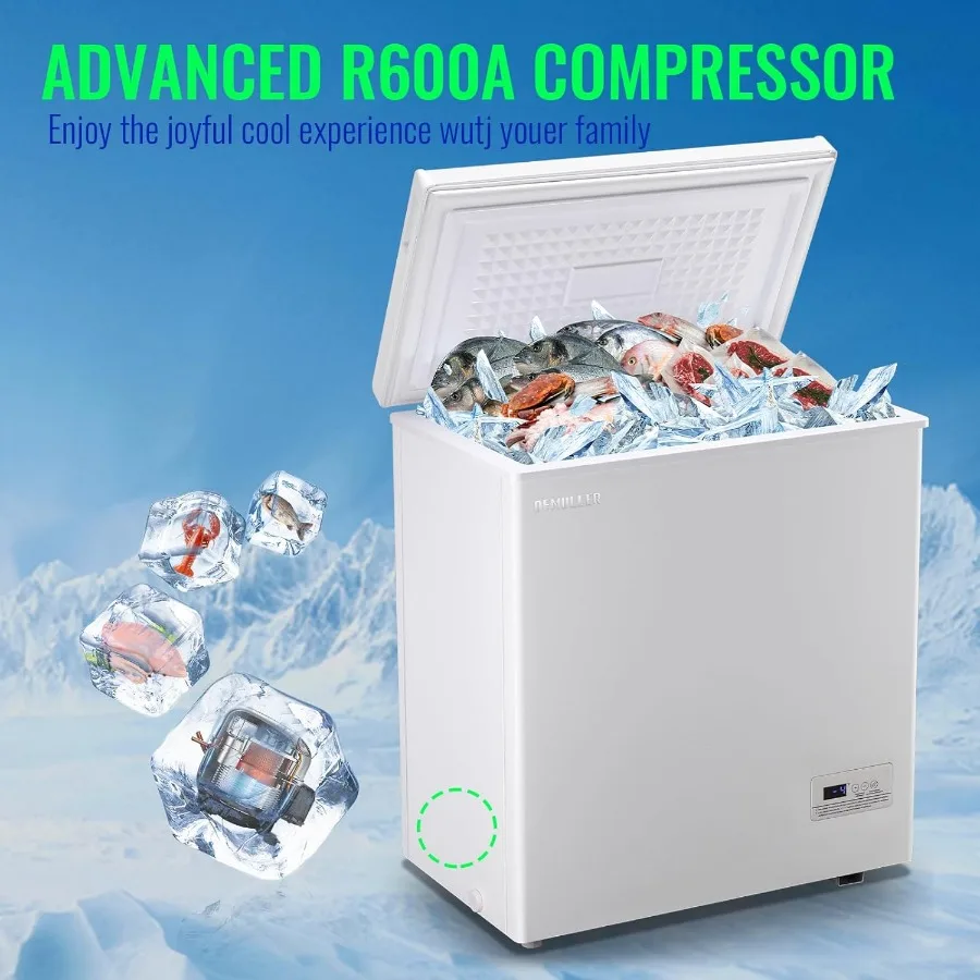 Chest Freezer with Electronic Panel Accurate Temperature Display to 1 and Easy to Use 5.0 Cu.ft Deep Freezing with 2 Removable