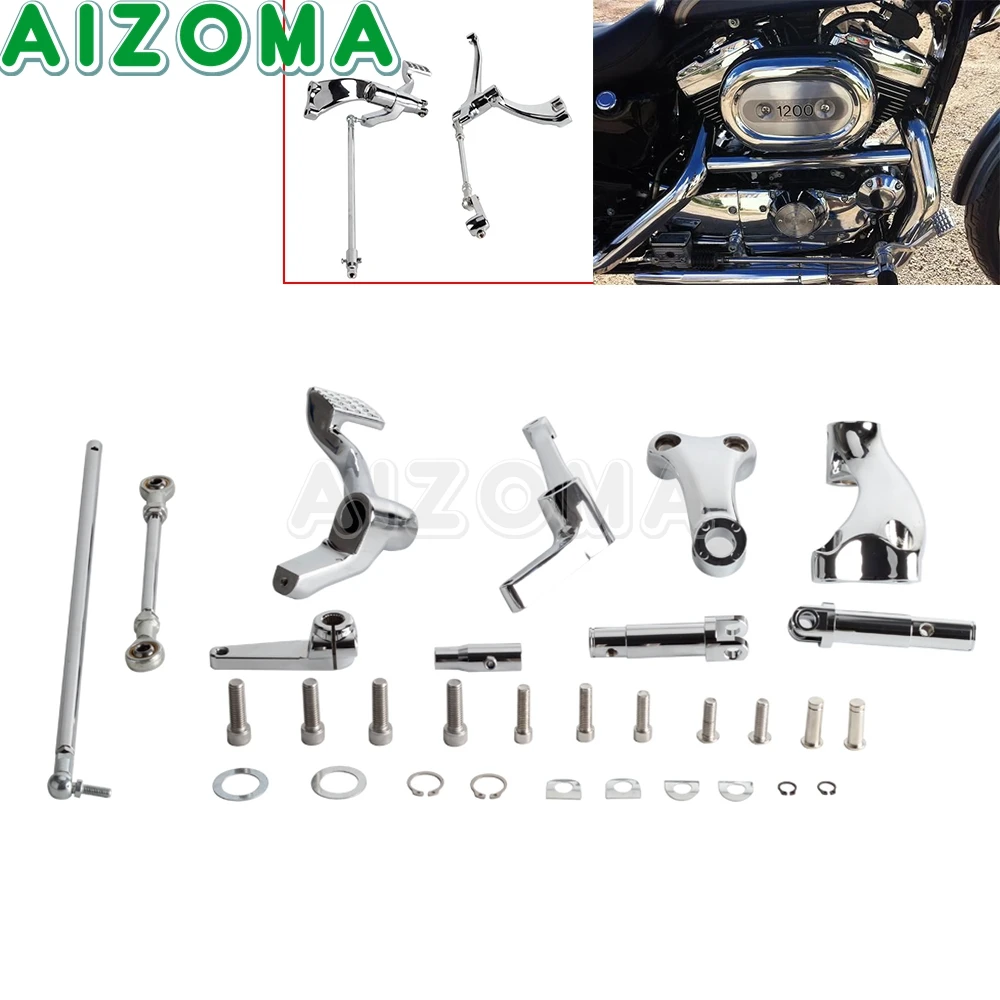 Chrome Motorcycle Forward Controls Complete Kit Pegs Levers Linkages For Harley Sportster 883 1200 SuperLow Seventy Two XL1200V