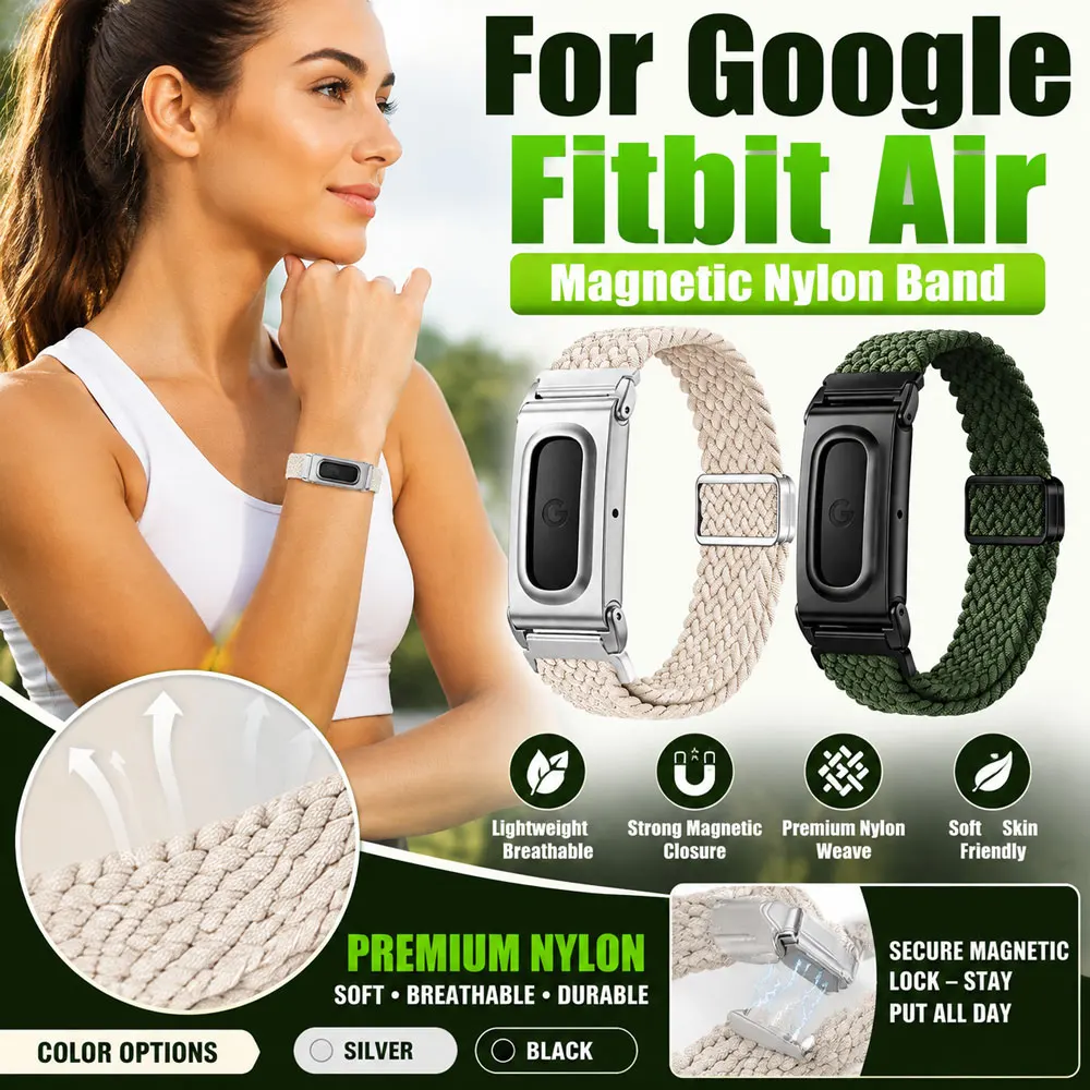 Nylon-Gewebeband für Google Fitbit Air Smartwatch-Armband, atmungsaktives Schlaufenarmband, weiches Stoff-Ersatzarmband, Zubehör