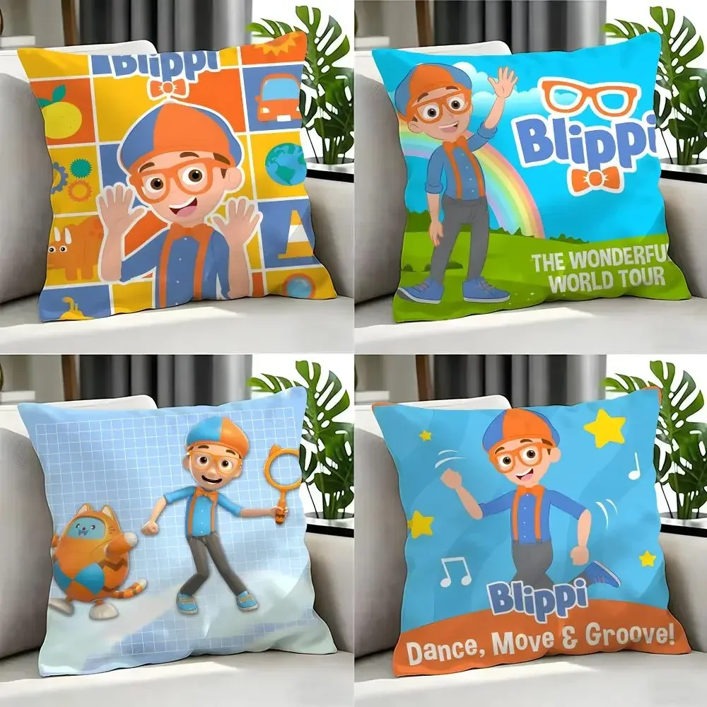 Funda de cojín para niños Blippi, juego de fundas de cojín, 4 Uds., 50x50, 45x45, 40x40, funda de almohada decorativa para sofá, decoración del hogar