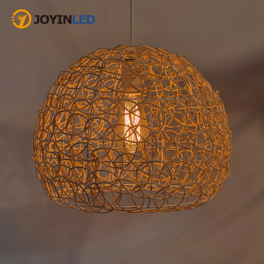

Подвесной светильник JOYINLED 25 см из ротанга, винтажный, ручной работы, для кухни, спальни, современный декоративный подвесной светильник