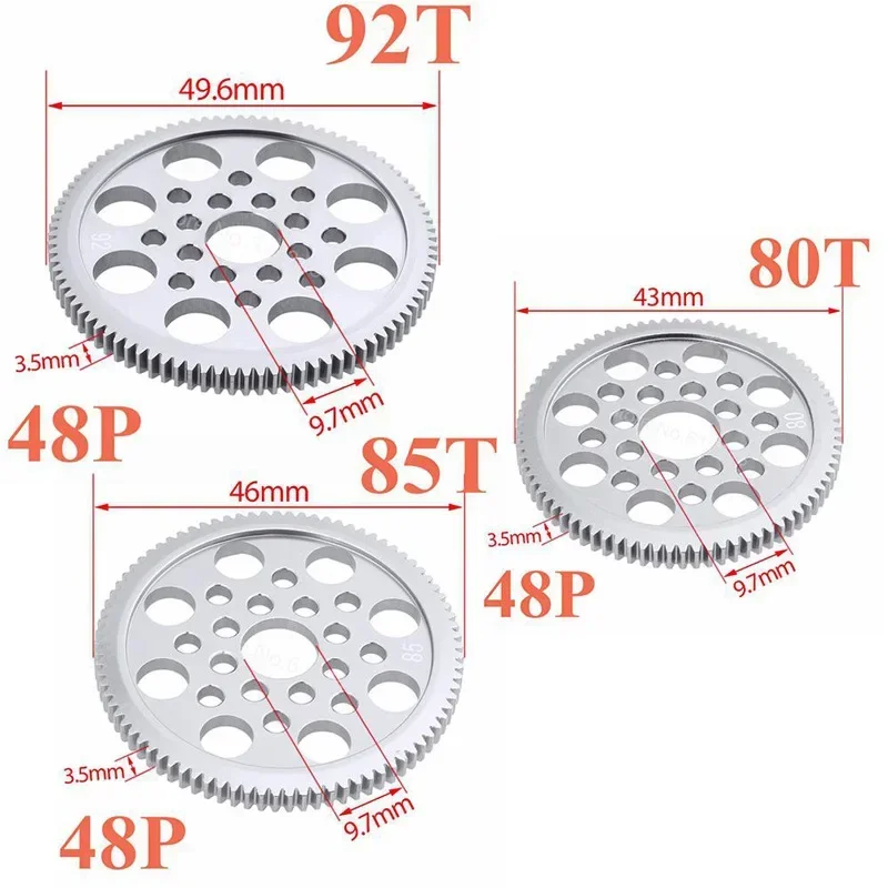 Engrenage droit en métal pour moteur Sakura, pignon 48P, 92T, 85T, 80T, 18T, 19T, 20T, 21T, 22T, 23T, 24T, 25T, 26T, R31, G31, SCX10, AX10, Traxxas Gardens I