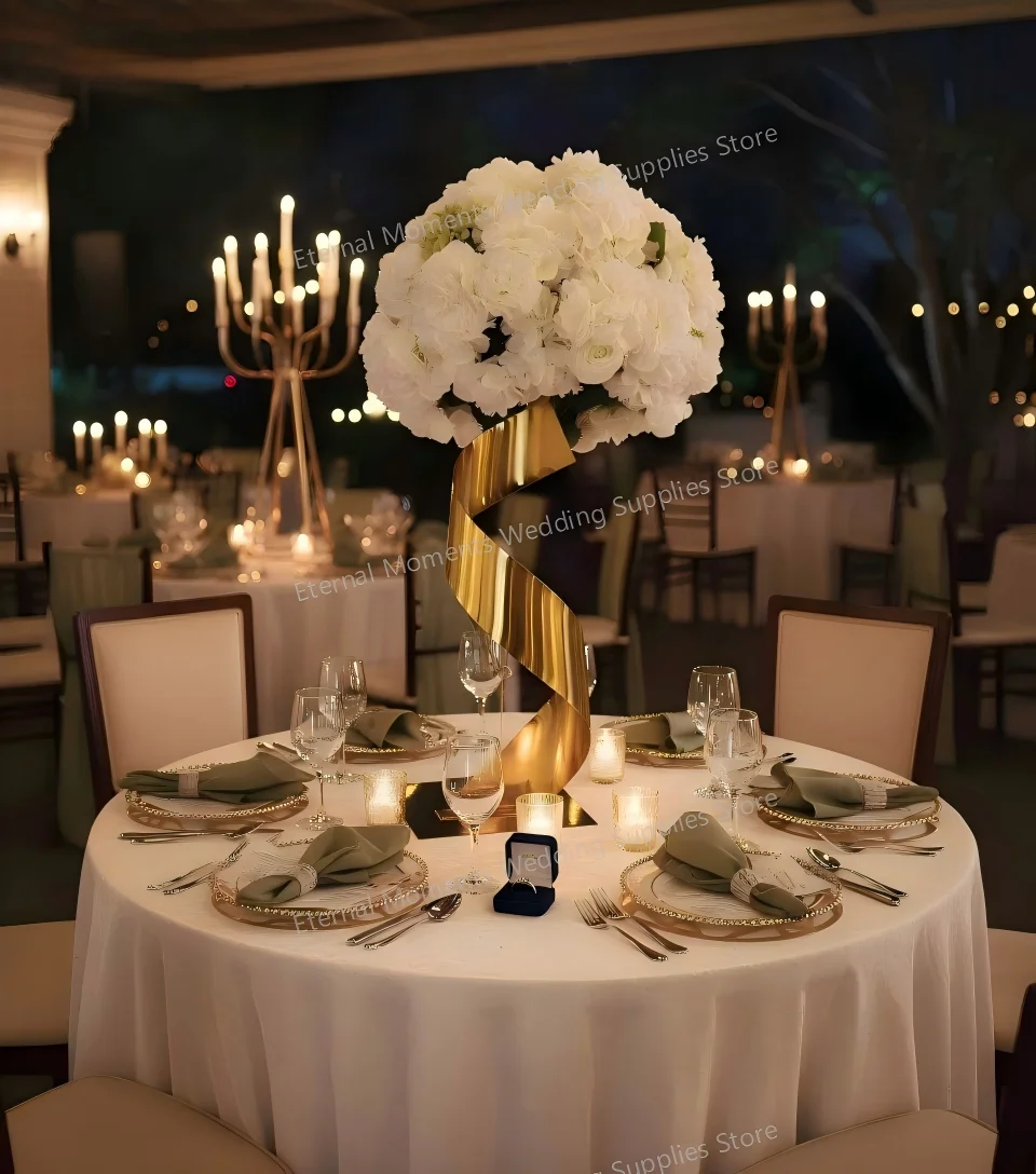 

Золотая спиральная подставка для свадебных цветов, металлический держатель для вазы с цветочным рисунком из 5 предметов для украшения стола, декор для вечеринок