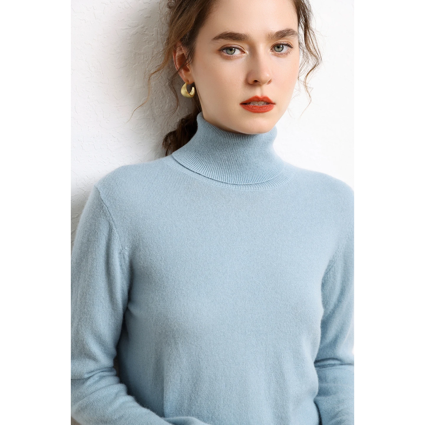 اختيار المرأة الخريف الشتاء سترة الكشمير المعنقة الأساسية أسفل البلوز عالية الرقبة عادية بسيطة 100% الكشمير تريكو الملابس القمم #6