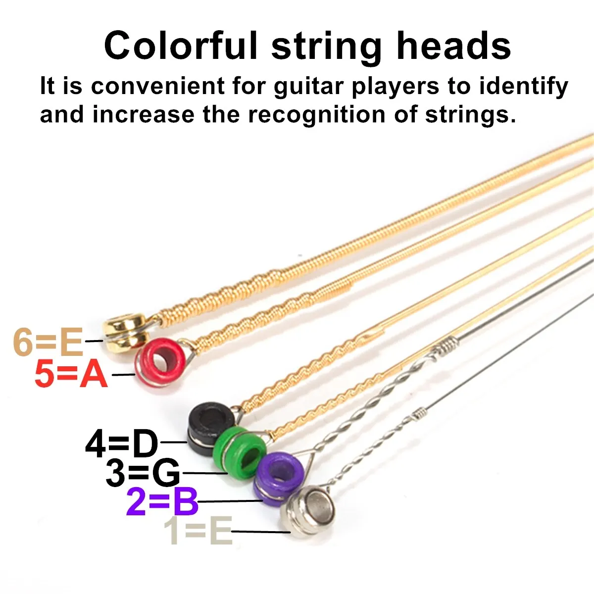 6Pcs/Set Acoustic Guitar Strings Rainbow Colorful Guitar Strings E-A For Acoustic Folk Guitar Classic Guitar Multi Color Parts