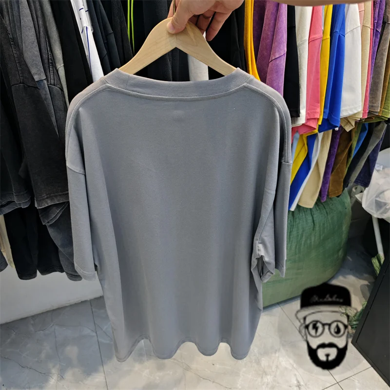 simple kanye T-shirt solid color round neck loose fit t shirt for men