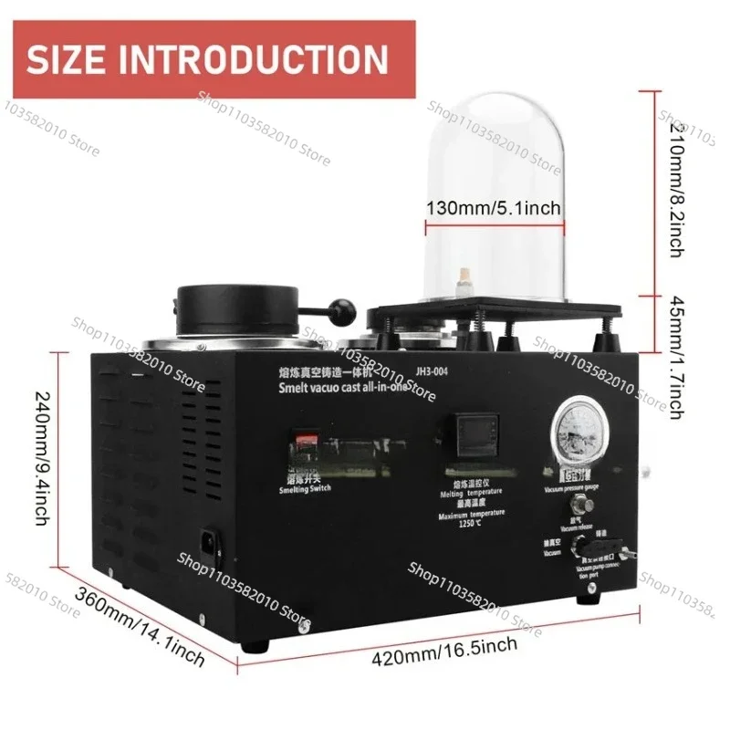 

3-in-1 Jewelry Casting Machine Vacuum and Melting Equipment Refining Precious Metal Jewelry Casting Tool 1-3kg 220V/110V 1800W