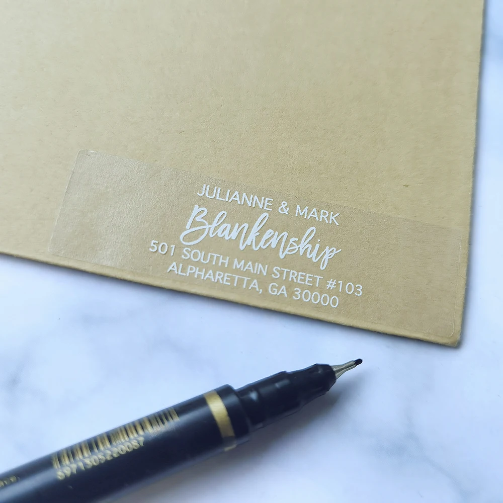 48pcs 20X70mm Address Sticker Wedding Decoration White Label Products For Handmade Items Box Gift Key Candy Wedding Flowers