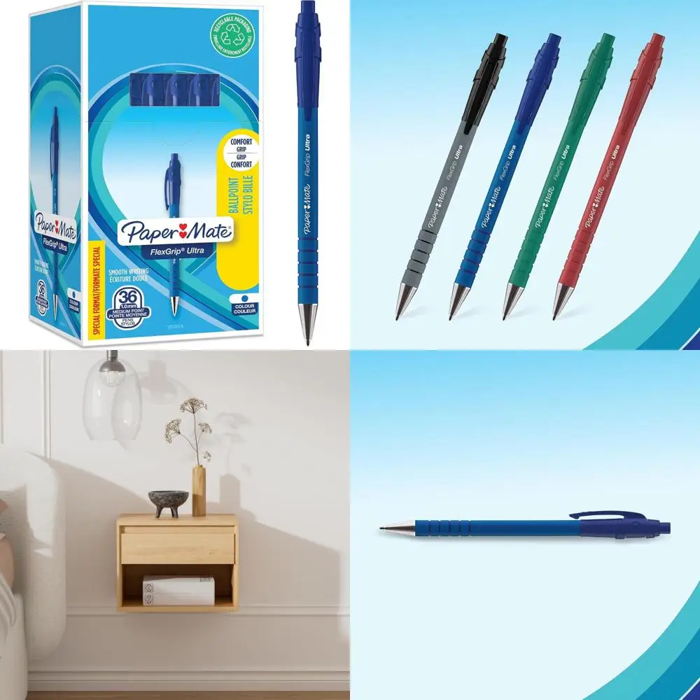 

Выдвижные шариковые ручки среднего размера с синими чернилами, упаковка из 36 шт., пишущие инструменты Ultra Flexgrip для плавного потока чернил