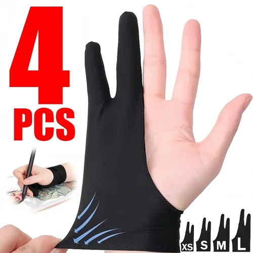 Imagen 1 del producto Guantes de dibujo antitáctil de fibra acrílica, guantes de pintura a mano de dos dedos, color negro, para tablero Digital, pantalla táctil, suministros de arte de oficina