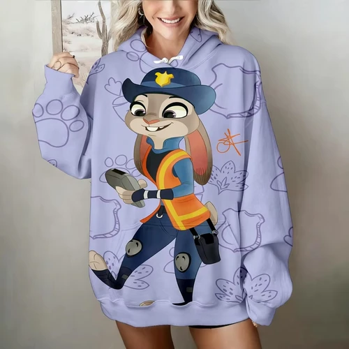 Imagen 2 del producto Sudadera con capucha estampada Disney Zootopia 2, Sudadera con capucha Nick y Judy Element, sudaderas con capucha para niños Y2K de otoño, sudaderas con capucha para hombres y mujeres