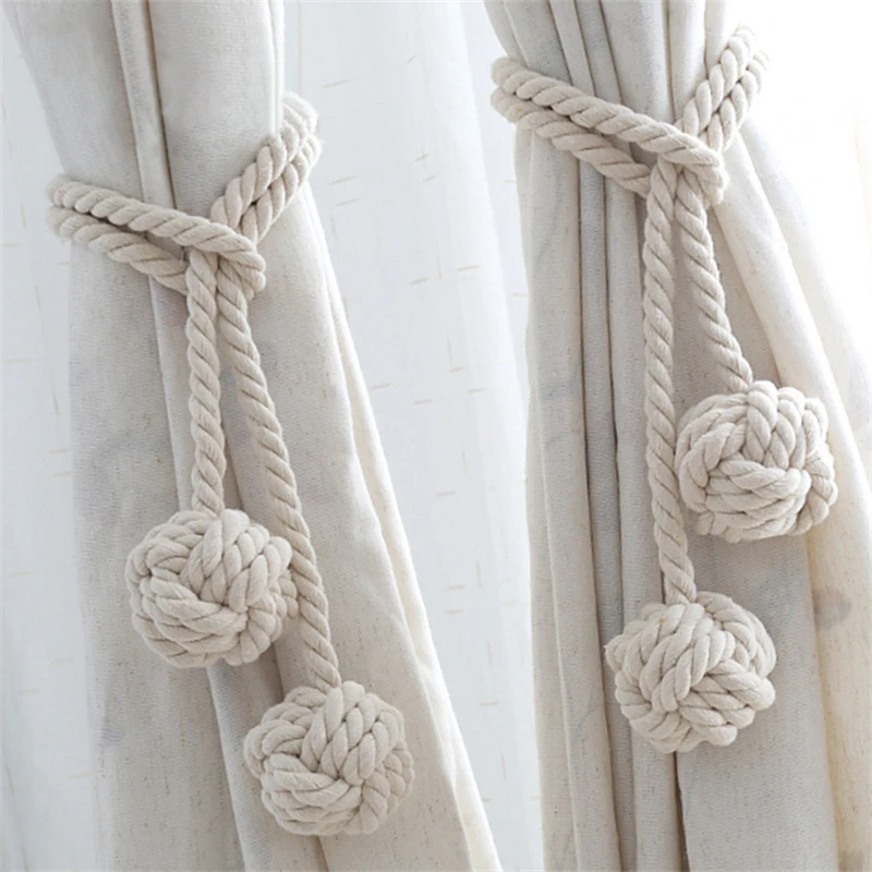 NEW 1 Pair Curtain Holder Tieback Home Decorative Room Accessories Window Buckle Rope Handmade Cotton Ball Curtains Clip