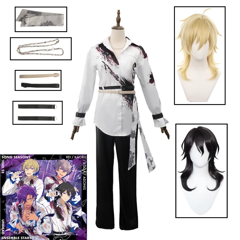 Anime Ensemble Stars UNDEAD Sakuma Rei Hakaze Kaoru Ogami Koga Otogari Adonis Cosplay Costume Halloween Role Play Wig Suit