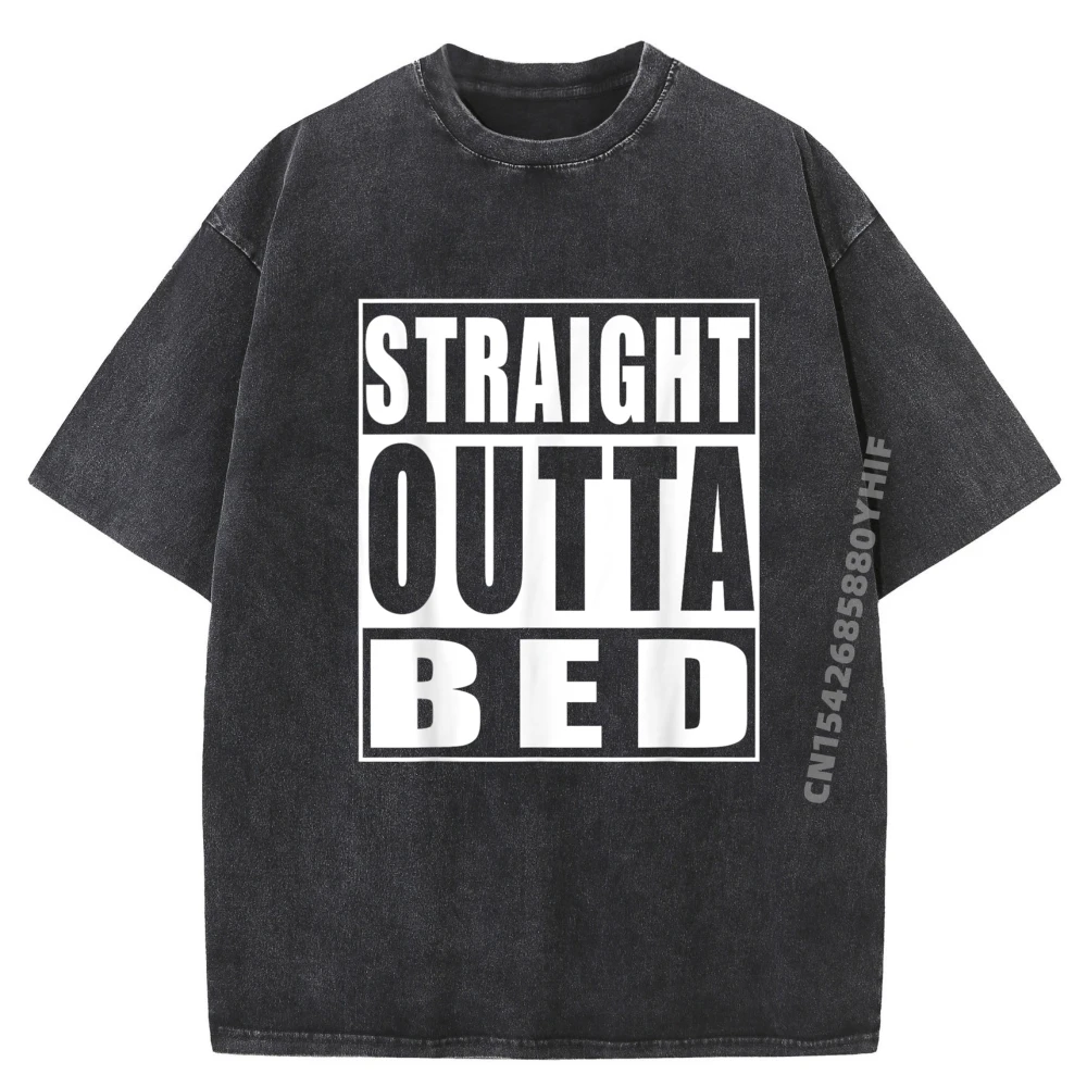 

Straight Outta Bed Grpahic Tee Adult Men's Clothing 2025 Printed Tshirt Mens Leisure Washed Clothes Vintage Style