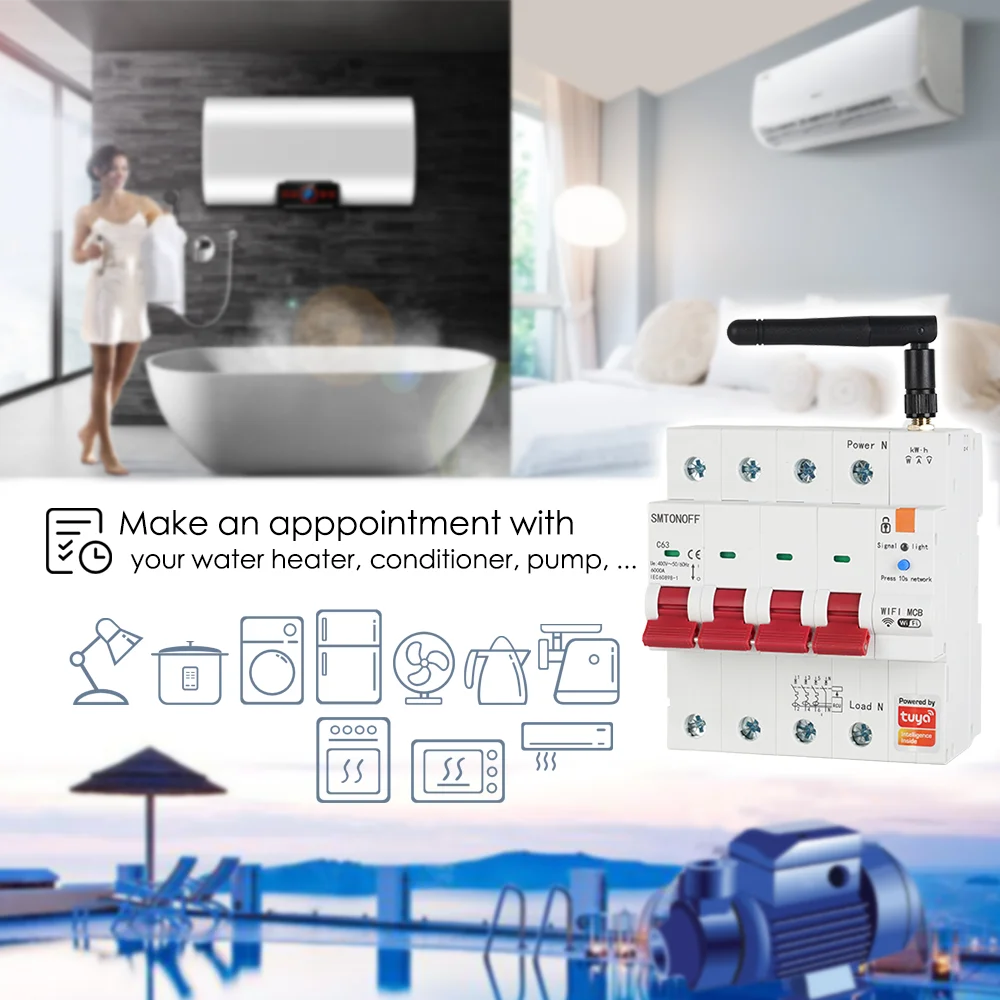 Tuya smart wifi 4p mcb 63a rs485 schalter prepaid meter timer schalter spannungs stroms chutz sprach steuerung alexa google alice – Detail 9