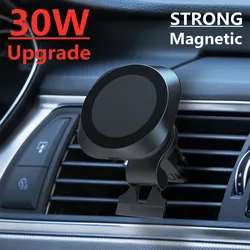 30W Magnetic Car Wireless Charger Mount Fast Charging Air Vent Magnet Car Phone Holder Stand for iPhone 15 14 13 Pro Max Mini