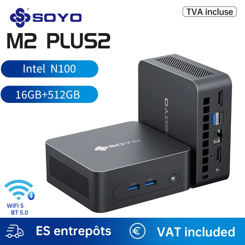 SOYO M2 PLUS 2 Mini PC Intel Alder Lake N100 Windows 11 Pro Mini PC 16GB DDR4  512GB PCIe M.2 SSD WiFi 5 BT5.0 Desktop Computer