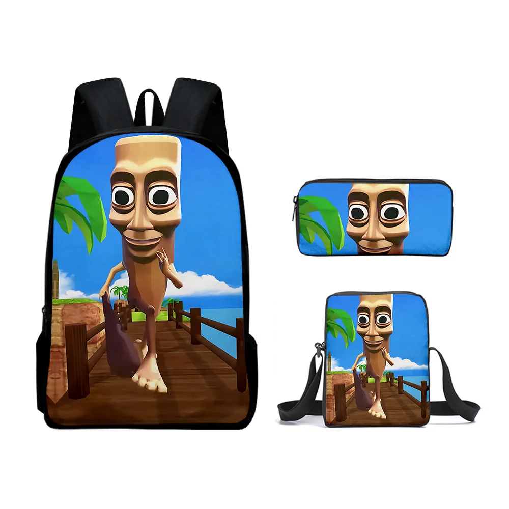 

Fashion Novelty tungtungtung 3D Print 3pcs/Set pupil School Bags Laptop Daypack Backpack Inclined shoulder bag Pencil Case