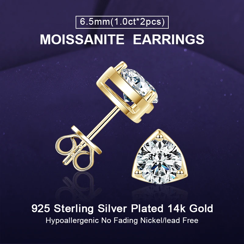 

IOGOU 1CT D муассанит пасьянс треугольные серьги-гвоздики для женщин и мужчин серебро 925 пробы оригинальные модные простые изящные ювелирные изделия подарок на вечеринку