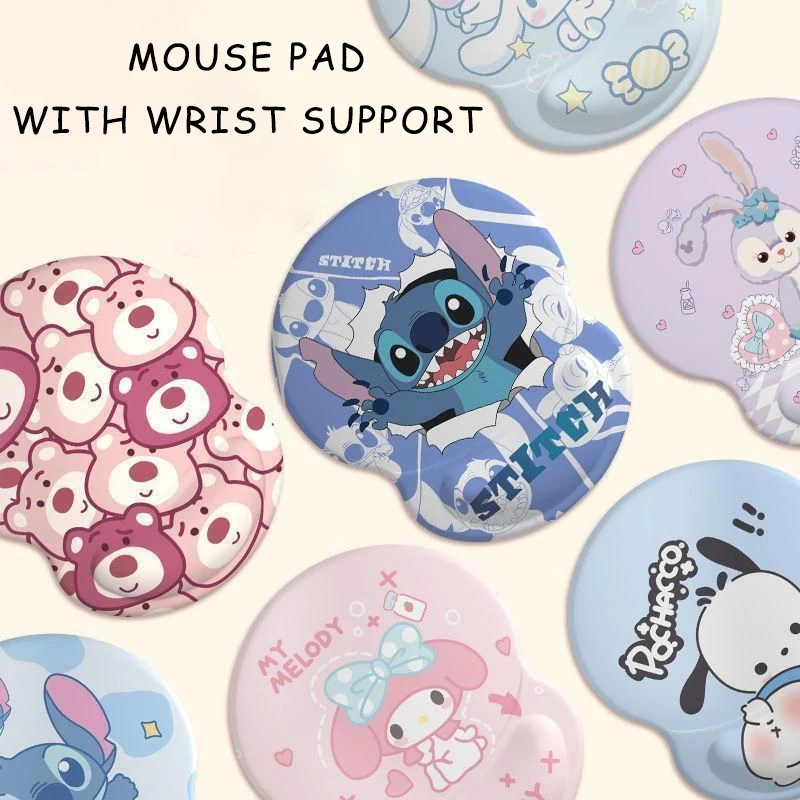 

Cartoon Stitch Melody Lotso Anti-Slip Durable Gaming Mouse Pad with Wrist Support Computer Gamer Keyboard Mousemat for PC Desk