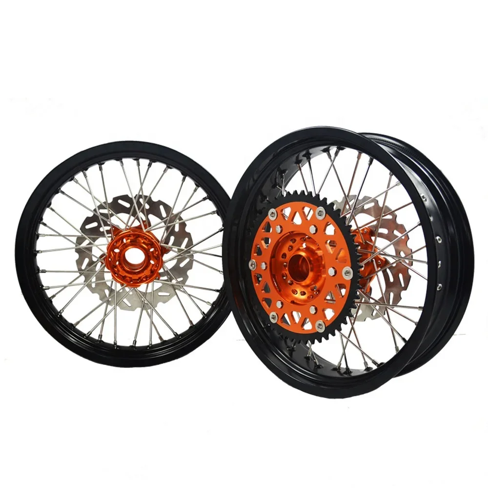 17 Inch Super Moto Wheels Aluminum Motorcycle Alloy Rims Wheels Set