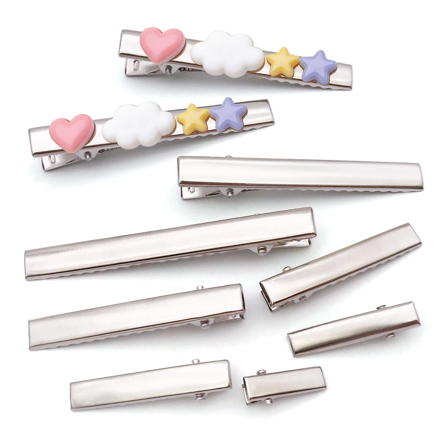 50pcs White K Rectangular Duckbill Clip Hairpin Single Crocodile Hairpin DIY Jewelry Hair Accessories