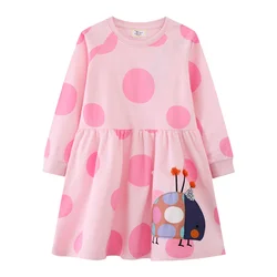 Jumping Meters 2-7T Dots Baby Long Sleeve Princess Girls Dresses Ladybug Applique Children's School Clothing Cute Party