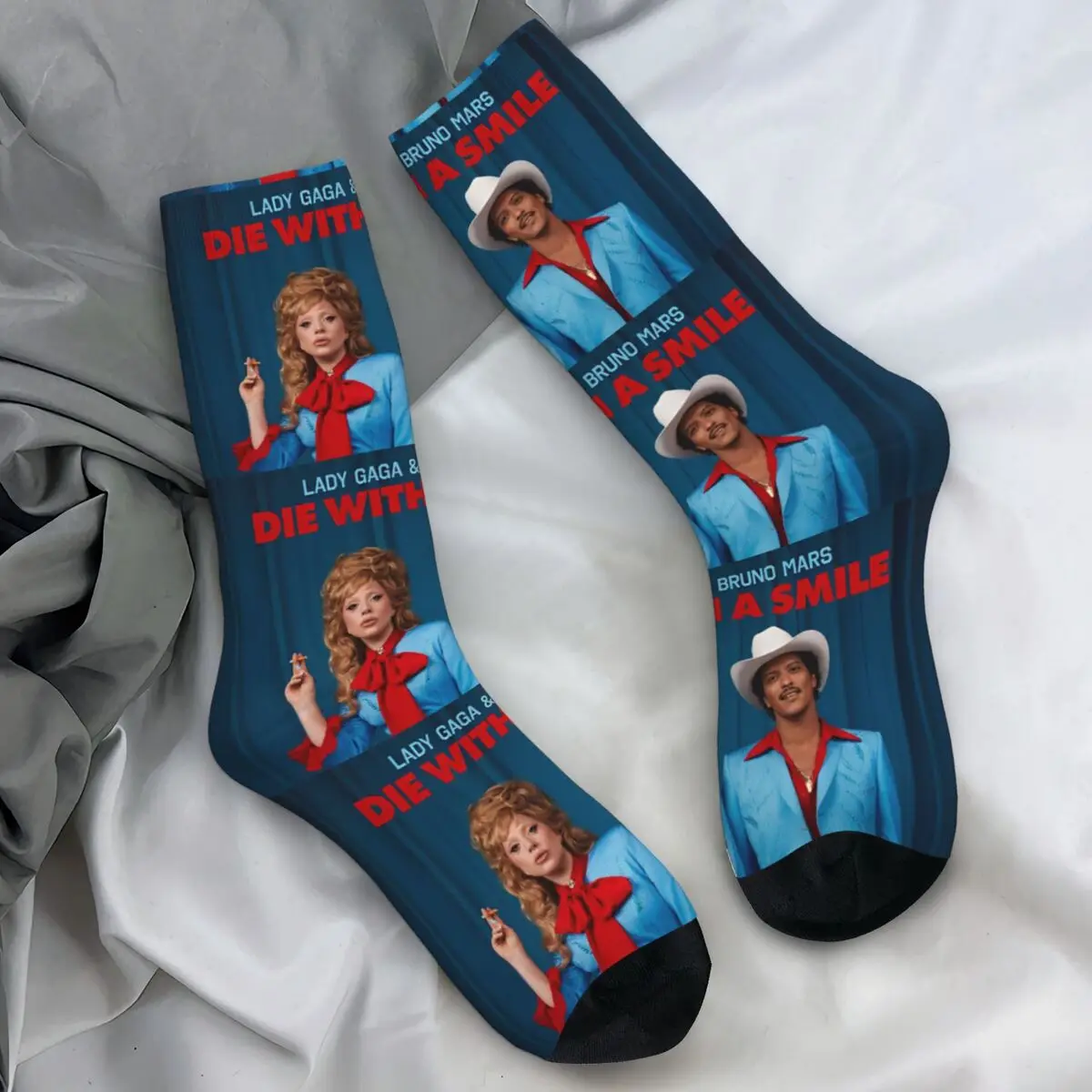 Die With A Smile Lady Gaga Bruno Mars Stockings Men Socks Warm Soft Funny Socks Autumn Outdoor Anti Skid Printed Socks Gift