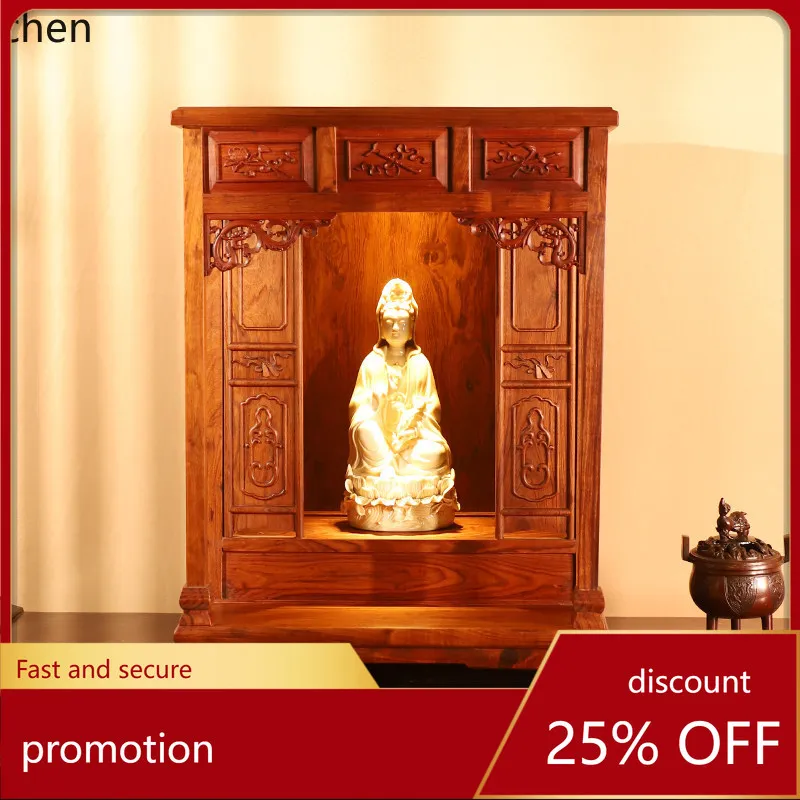 Cz solid wood buddhist niche cabinet can be hung on the wall for home incense case god slot buddhist temple offering table