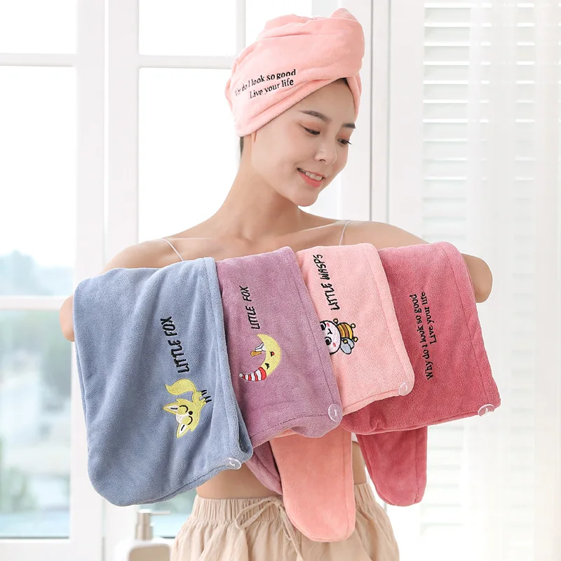 Soft Microfiber Girls Hair Towel Super Absorbent Quick Drying Magic Shower Cap for Women Bathroom Hair Turban Twist Head Wrap