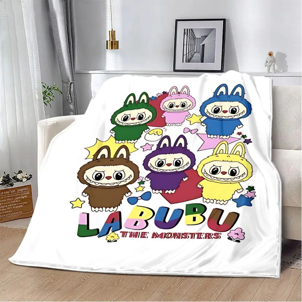 Fashion Cartoon Cute Labubu Printed Blanket Picnic Blankets Warm Blanket Soft and Comfortable Blanket Home Travel Birthday Gift