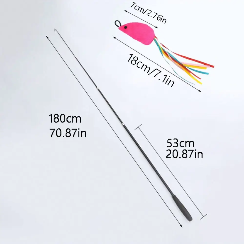 1.8m Cat Teaser Stick Four-section Catcher Toy Cat Interactive Stick Fishing Rod Telescopic Fishing Pole Wand Pet Supplies