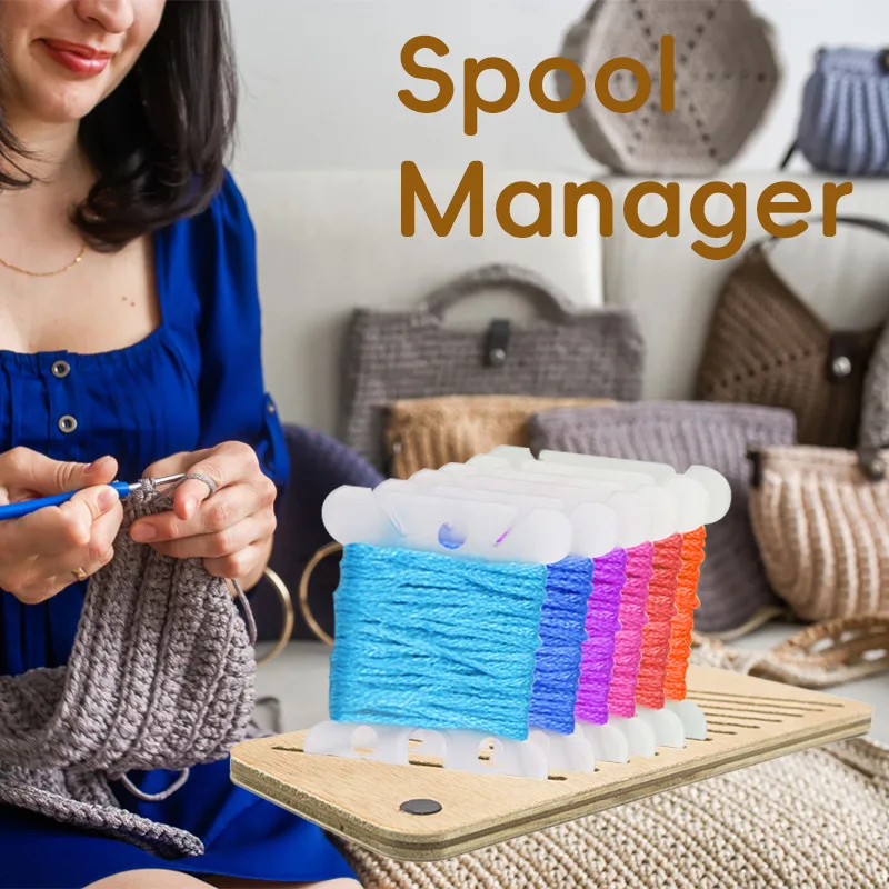 

Craft Sewing Thread Organizer Cross Stitch Storage Holder String Ribbons Stitch Holder Wooden Bobbin Rack Home Decoration
