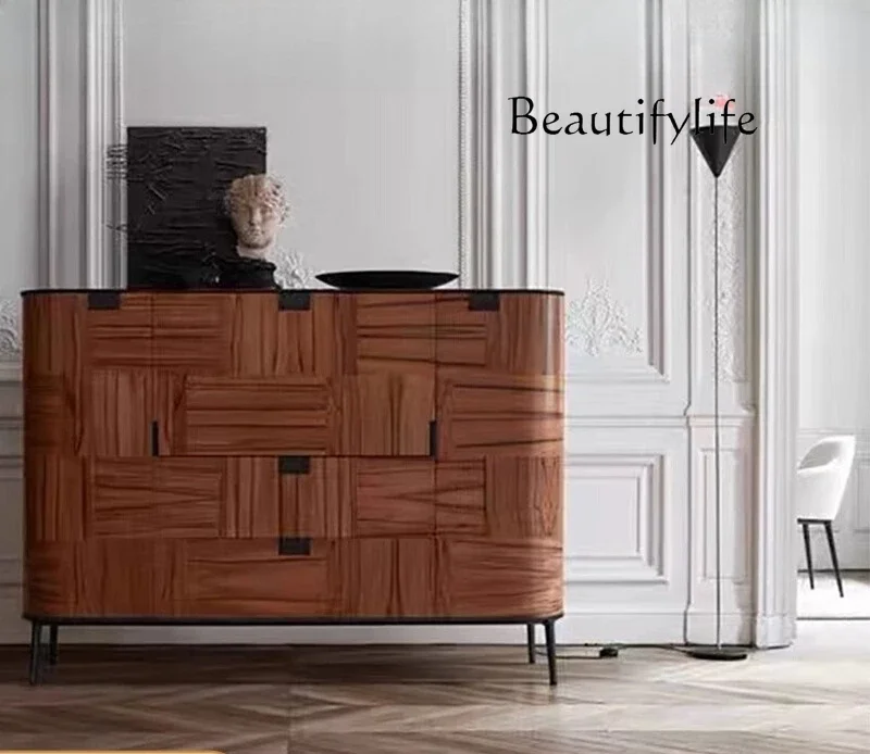 

high-end apple wood grain rock slab storage decorative cabinet, antique secret cabinet Italian side cabinet new