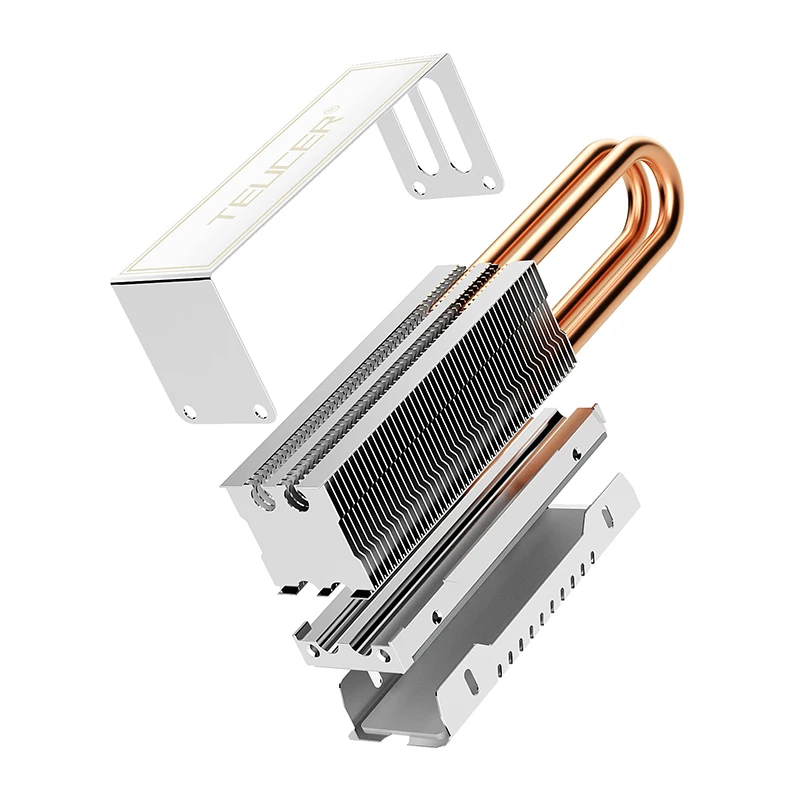 TEUCER M2 HDD Cooler Heatsink Aluminum M.2-10 Double Copper Tube Radiator M.2 2280 SSD Cooler Radiator with Thermal Pad