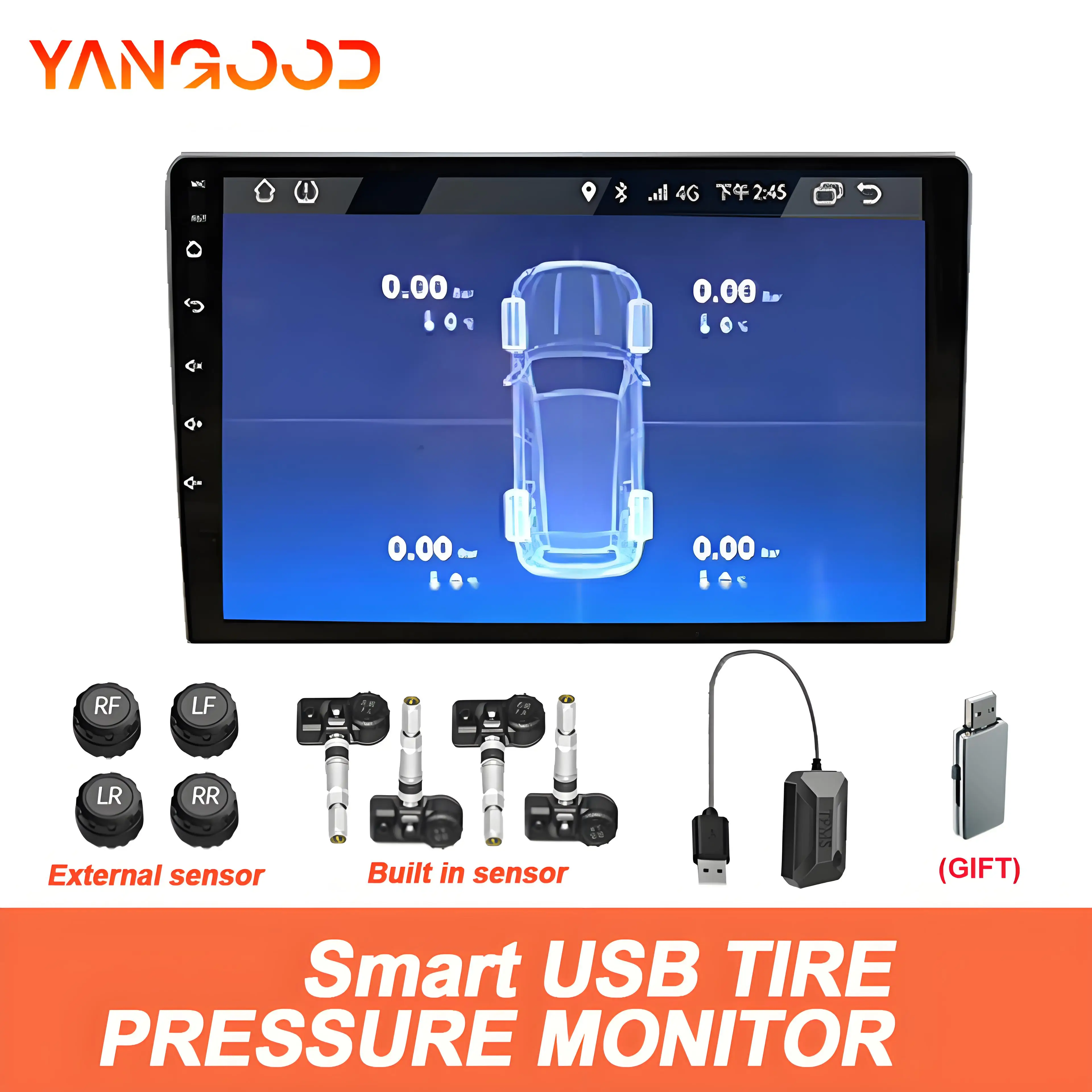 Android Navigation Tire Pressure Monitor Car Tire Wireless Large Screen Dedicated USB High-Precision Built-in External Detection